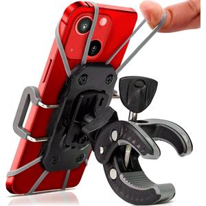 Bike & Motorcycle Phone Mount - For iPhone 16 (15, Xr, SE, Max/Plus), Galaxy S22 or any Cell Phone - Universal ATV, Mountain & Road Bicycle Handlebar Holder. +100 to Safeness & Comfort (Impact Resistant Plastic)