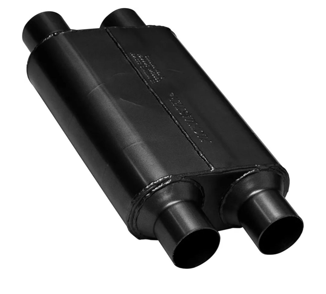 Flowmaster 40 Series Original Chambered Muffler – 2.50” Dual In / 2.50” Dual Out – Aggressive Sound – 16-Gauge Aluminized Steel – For Muscle Cars, Street Rods, Trucks, SUVs & Strip Builds (425404)