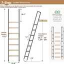 9.35FT Industrial Style Loft Ladder, 7 Steps with Black Steel Handrails & Solid Wood Steps, 450lbs Capacity, Fits 7.2-8FT Installation Height, for Attic, Kitchen, Warehouse, Bookshelf& Outdoor