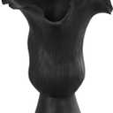 Deco 79 Ceramic Abstract Floral Inspired Vase with Wavy Folded Rim and Linear Grooves, 8" x 7" x 11", Black