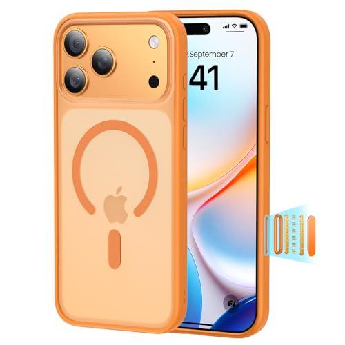 Peerock Magnetic Shockproof for iPhone 17 Pro Max Case,[Fit for MagSafe] [Military-Grade Drop Tested] Magnetic Translucent Matte Back Bumper 17 Pro Max Case Anti-Fingerprint Anti-Scratch 6.9", Orange