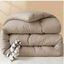 Double Sided Washed Cotton Blanket, Fluffy Cotton Quilt, Breathable Duvet, Warmth Thick Blanket, Soft Winter Comforter Core,Khaki,150x200cm(3.5kg)