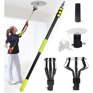 Light Bulb Changer Pole Kit 3 FT to 12 FT Telescoping Extension Pole with 2 Baskets and Suction Cup for High Ceilings and Recessed Lights Lightbulb Removal Changing
