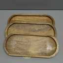 Samhita Mango Oval Wood Tray Set of 3 Perfect for Food Holder/BBQ, Serve Cheese, Sushi, Holiday Snacks, and More. (12" x 5" x 0.75")