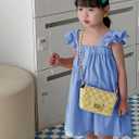 Baby Girls Cotton Sleeveless Swiss Dot Dress Toddler Ruffle Sleeve Tutu Dresses Kids Party Sundress (Blue)