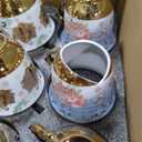 Teenyyou Set of 17 Tea Cups and Saucers Tea Party Decorations Floral Porcelain 5.4 oz British Gift for Women Birthday Party, Church, and Mother's Day (Stylish Style)