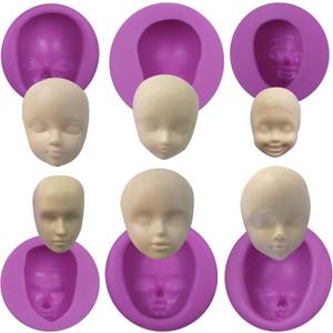 Face Silicone Fondant Molds, 6 Packs Baby Face Chocolate Silicone Molds for Polymer Clay Doll Face Elf Fairt, Cake Decoration, Cupcake Toppers