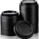 CZWESTC 200 Pack Coffee Cup Lids, 90mm Disposable Plastic Dome Lids for 10, 12, 16, 20, 22 oz Paper Hot Cups, Anti-Spill Replacement Lids for Coffee, Tea and Cold Beverages - Black