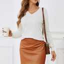 Women's Spring Tops 2025 Fashion V Neck Knit Summer Casual Lightweight Pullover Sweater (White, M)