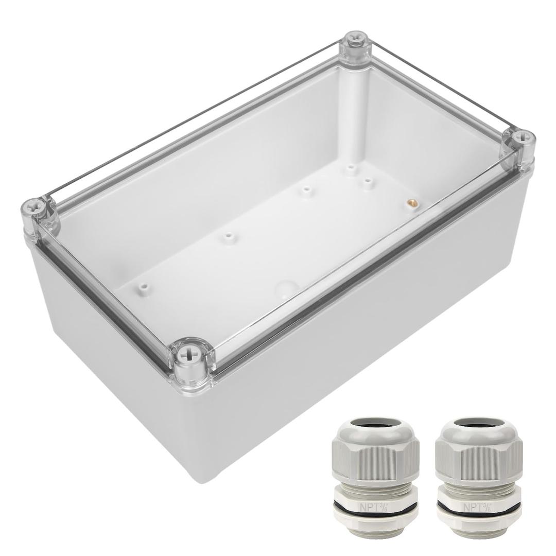 LeMotech Junction Box IP67 Waterproof Dustproof Electrical Box Project Box DIY Enclosure Gray with Transparent Clear Cover, External Size 9.8x5.9x3.9in (250x150x100mm)