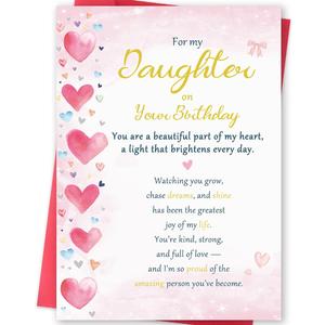 6 x Daughter Birthday Card, 5x7 inches