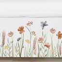 Sweet Jojo Designs Boho Floral Garden Flower Baby Crib Skirt Bed Dust Ruffle Bedskirt for Nursery Sage Green Watercolor Bohemian Floral Farmhouse Wildflower Vintage Shabby Chic White Beige Nature