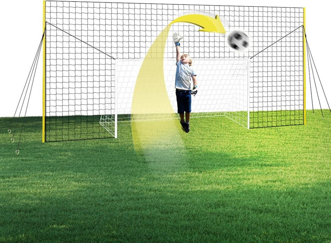 Soccer Goal & Backstop Net with Rebounder | All-in-One Backyard Soccer Training Equipment, Size Junior