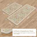 Collive Anti Fatigue Mats for Kitchen Floor, Waterproof Non Skid Kitchen Rugs Sets of 2 Beige Vintage Floral Rug, Foam Comfort Standing Mat for Office, Sink, Laundry, 20"x47"+20"x32"