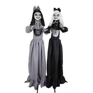 5 ft. Animated LED Standing Girl Twins Halloween Animatronic