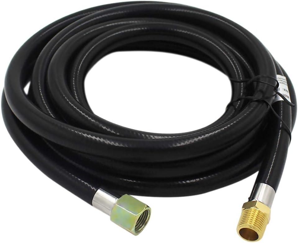 MENSI 12 Foot High Pressure Propane Extension Hose Assembly for RV Grill Torches (3/8" Female Flare x 3/8" MNPT)