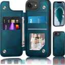 DJDUCK Designed for iPhone 16e 6.1"/iPhone 17e 6.1" Case Wallet with Card Holder, [Magnetic Clasp Cover] [RFID Blocking Leather Protection] Shockproof Women Men Cases 6.1 Inch for Apple 16e Teal
