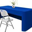 Rectangle Fitted Tablecloth Open Back Washable Polyester, 30x60 in | Royal Blue 5 Foot Folding Table Cover, Vendor Table Cloth for Craft Show, Trade Show, Display, Party, Wedding, Banquet