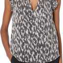 Velvet by Graham & Spencer Women's V Neck Short Sleeve Sequin Blouse (Medium, Calico)