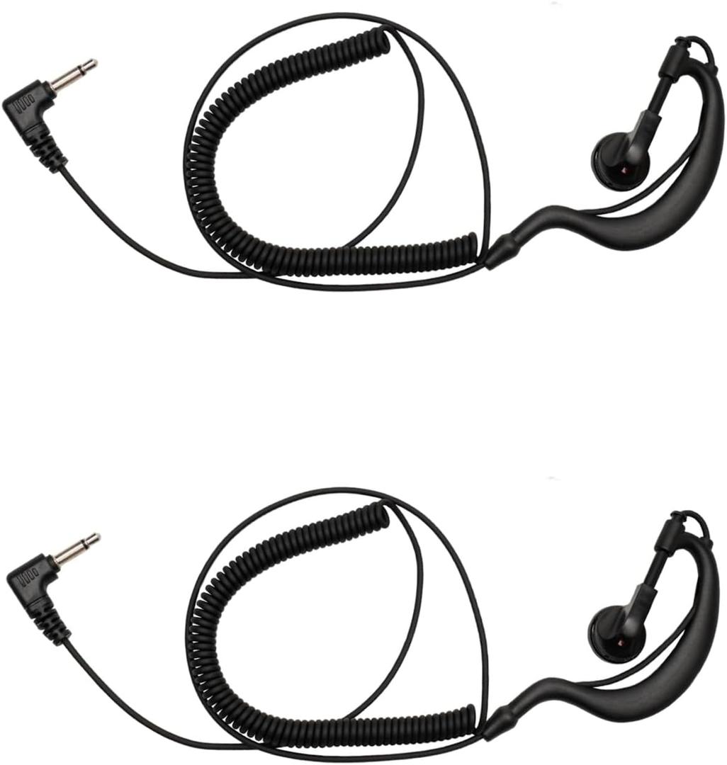 Listen Only Earpiece 3.5mm G Shape for Law Enforcement Kenwood Baofeng Motorola Yaesu Two Way Radio Walkie Talkie Police Security and Law Enforcement Use 2 Pack