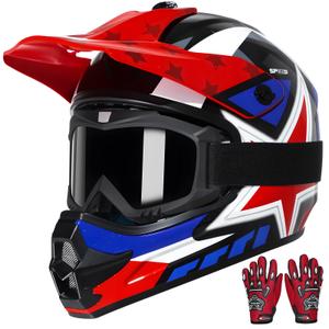 TRIANGLE Youth Kids Dirt Bike Helmet DOT Approved, Full Face Motocross Set, XL