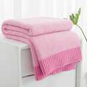 Carriediosa Heather Throw Blanket 50" X 60", 400GSM Ultra Soft Microfiber Fuzzy Fluffy Reversible Knitted Blankets Cozy Plush Lightweight and Warm Fall Throws for Couch, Bed, Sofa, Hot Pink (Heather - Hot Pink)