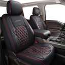 Huidasource Dodge Ram Seat Covers, Front & Rear Pickup Truck Leather Seat Cover Fit for 2009-2018 1500, 2010-2025 2500/3500 Crew Mega Cab, 2019-2025 ram 1500 Classic only(Full Set/Black&Red)
