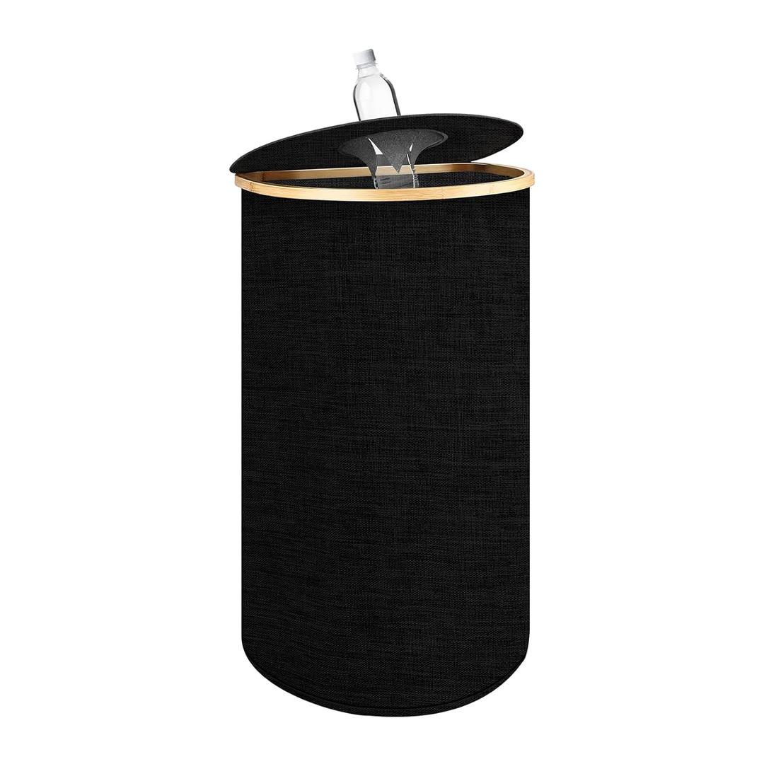 Recycle Bins for Kitchen 100L, D-Shape Large Recycling Bin with Lid and Removeable Reusable Inner Bag, Recycle Bins for Indoor Outdoor Home Use for Bottles Cans Glass and Plastice Cartons (Black)