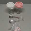 Overnight Oats Containers with Lids Folding Spoons and Silicone Handle Small Glass 16oz Mason Jars for Oatmeal Yogurt Parfait 2 Pack (Pink and white)