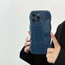 FABSPARK Phone Case for iPhone 16 Pro Max Case,Simple Wave Design Wavy Frame Soft Silicone Aesthetic for iPhone 16 Pro Max,Navy Blue
