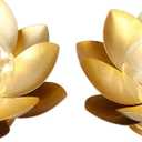 JHY DESIGN Set of 2 Gold Lotus Table Lamp Battery Powered 6''Tall Cordless Lamp Light Battery Operated Great for Living Room Bedroom Weddings Parties Patio Events Indoors Outdoors