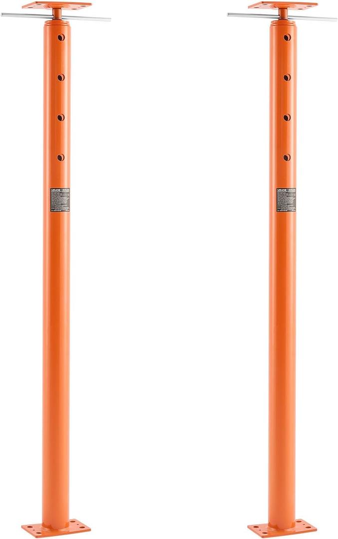 VEVOR House Floor Jacks, 2 Pack 53-93 Inch Height Range, 18000 lbs Max Load Capacity, Adjustable Support Beam Basement Jack Post Pole for Leveling, Lift Steel Telescoping Post for Temporary Support