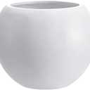 Haispring 13.5 H x 17" Dia (12" Pot Opening) White Round Fiberstone Tall Planter with Drainage Hole, Indoor/Outdoor Large Plant