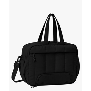 For Spirit Airlines Personal Item Bag 18x14x8 Puffer Travel Duffel Bag with Shoe Compartment Underseat Carry on Luggage Fit 15.6-Inch Laptop Gym Bag for Women Men (Black)