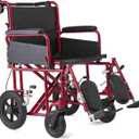 Medline Aluminum Bariatric Transport Chair with Elevating Legrests, Swing Back Desk Length Arms, 22" Seat, 400-lb. Capacity