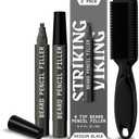 Striking Viking 2 Pack Beard Pencil Filler for Men with 4 Tips (Medium Black) - Fill, Shape & Define with this Long-Lasting, Waterproof Beard Pen Kit Including Brush
