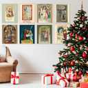 2 x 12Pcs Christmas Wall Art Prints Vintage Aesthetic Art Posters Jesus Holy Night Xmas Pictures Room Decor for Winter Gallery Living Room Bathroom Wall Decor(UNFRAMED, 8 x 10inch)