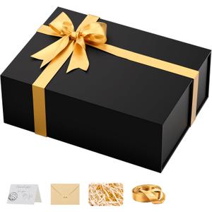 Large Black Gift Box with Lid: 13.5105 Inches - Strong Magnetic Closure for Christmas Wedding Birthday Gifts  Perfect for Couples Friends Family
