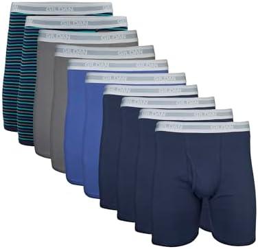 Gildan Mens Underwear Boxer Briefs, Multipack Size XL Mixed Navy (Pack of 10, Classic Length)