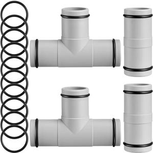 4 Pcs 1.25" to 1.25" Pool Hose Connector T Joint Filter Pump Hose Connector Adapter with O Rings and Washers for Above Ground Swimming Pool Parts Accessories Replacement, 2 and 3 Heads
