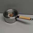 WANGYUANJI 1.8 Quart Stainless Steel Saucepan with Lid, Tri-Ply Steel Small Sauce Pan, Coating-Free Interior, Hammered Finish, Induction Compatible Soup Pot with Tempered Glass Lid & Wood Handle