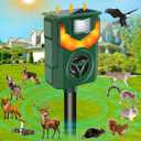 Upgraded Solar Ultrasonic Animal Repellent, Cat Repeller Outdoor with Flaming Eye Alarm, Waterproof Raccoon Repellent with Motion Detection for Farm Yard Garden Repelling Dog, Rabbit, Skunk, Squirrel