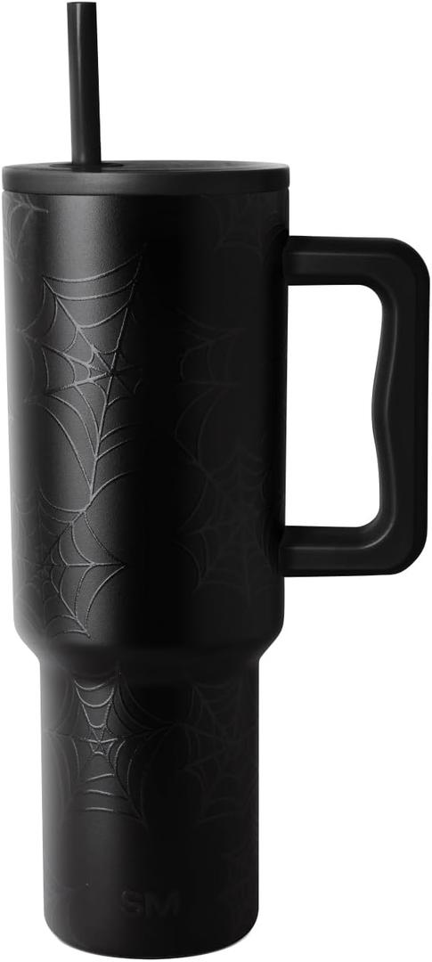 Simple Modern Halloween 40 oz Trek Tumbler with Handle and Straw Lid | Cup Holder Friendly Insulated Stainless Steel Travel Mug | Spiderwebs