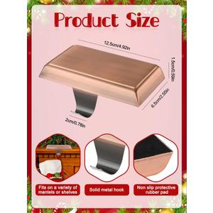 Kalolary 1 Pack Christmas Stocking Holders,Mantel Stocking Hangers Heavy Duty Xmas Stocking Hooks for Mantle Counter Tables Window Fireplace Christmas Party Decoration (Red Bronze)