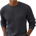 Askdeer Men's Crewneck Pullover Sweater Waffle Textured Long Sleeve Casual Knit Sweater Tops, Size 2XL