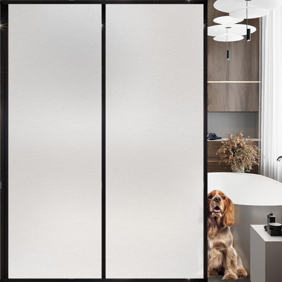 Window Privacy, Removable Glass Door Privacy Film, Suitable for Bathrooms, Offices, Static Cling Decorative Film, Reusable Window Stickers (White, 45.2 x 157.4 inch)