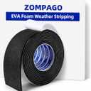 ZOMPAGO Foam Tape 3.2in x16.4FT Weather Stripping Black Self Adhesive EVA Foam Seal Strip for Door Window Insulation Gap Blocker Soundproofing