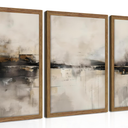 XLYFVLGF Vintage Abstract Landscape Wall Art Beige and brown Wall Decor Pictures Moody Neutral Tones Painting Modern Landscape Prints Artwork for Living Room Bedroom 16x24 Inch Set of 3