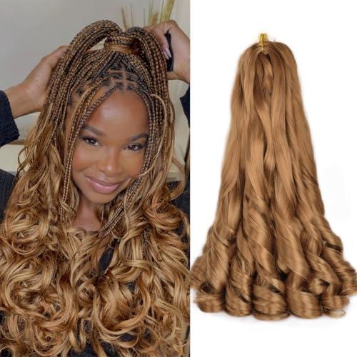 French Curl Braiding Hair 16 Inch Loose Wavy 8 Packs Bouncy Braiding Hair Extensions 75g/Pack Synthetic French Curly Crochet Hair for Black Women (16 Inch, 8 Packs, #30)