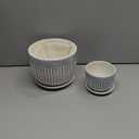 Ton Sin Grey Flower Pots,Texture Planter for Indoor Plants Set of 3 Ceramic Flower Pots with Saucer,Cute Garden Pots Succulent Pots3 Pack,Grey (6.7"+5.5"+4.1", Gray)